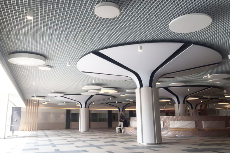 Open cell ceilings blend with design aesthetics