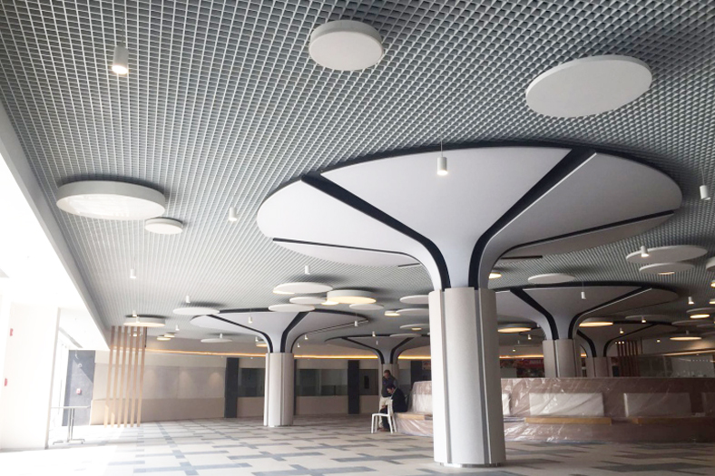 Open cell ceilings blend with design aesthetics