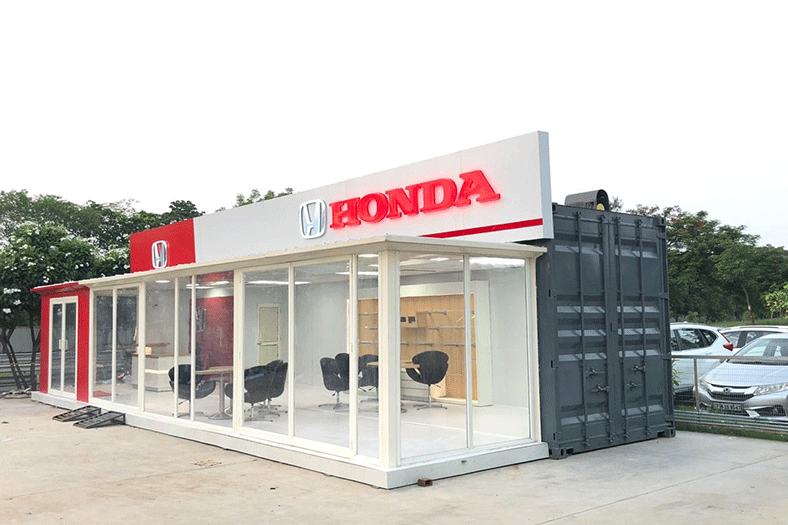 Veepul Kaushik designs showroom for Honda Group using recycled container