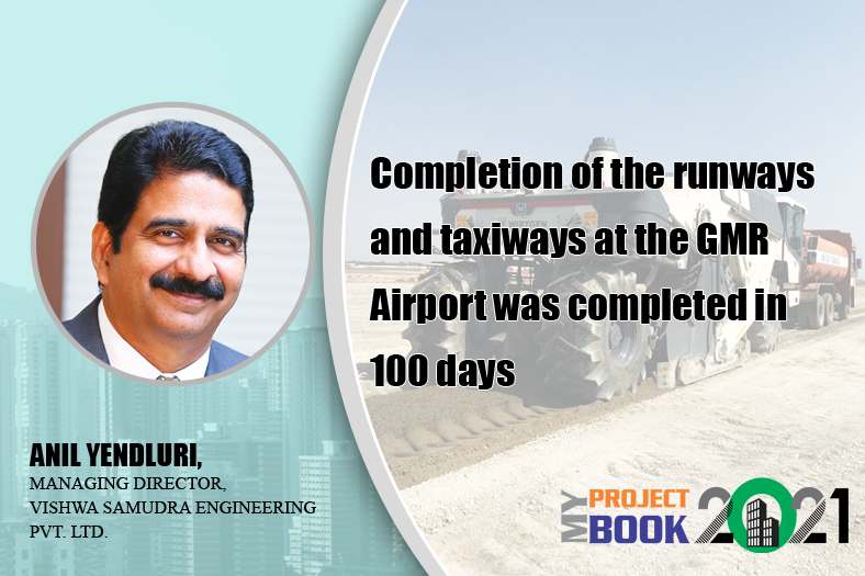 The construction of runways and taxiways at the GMR Airport was completed in 100 days