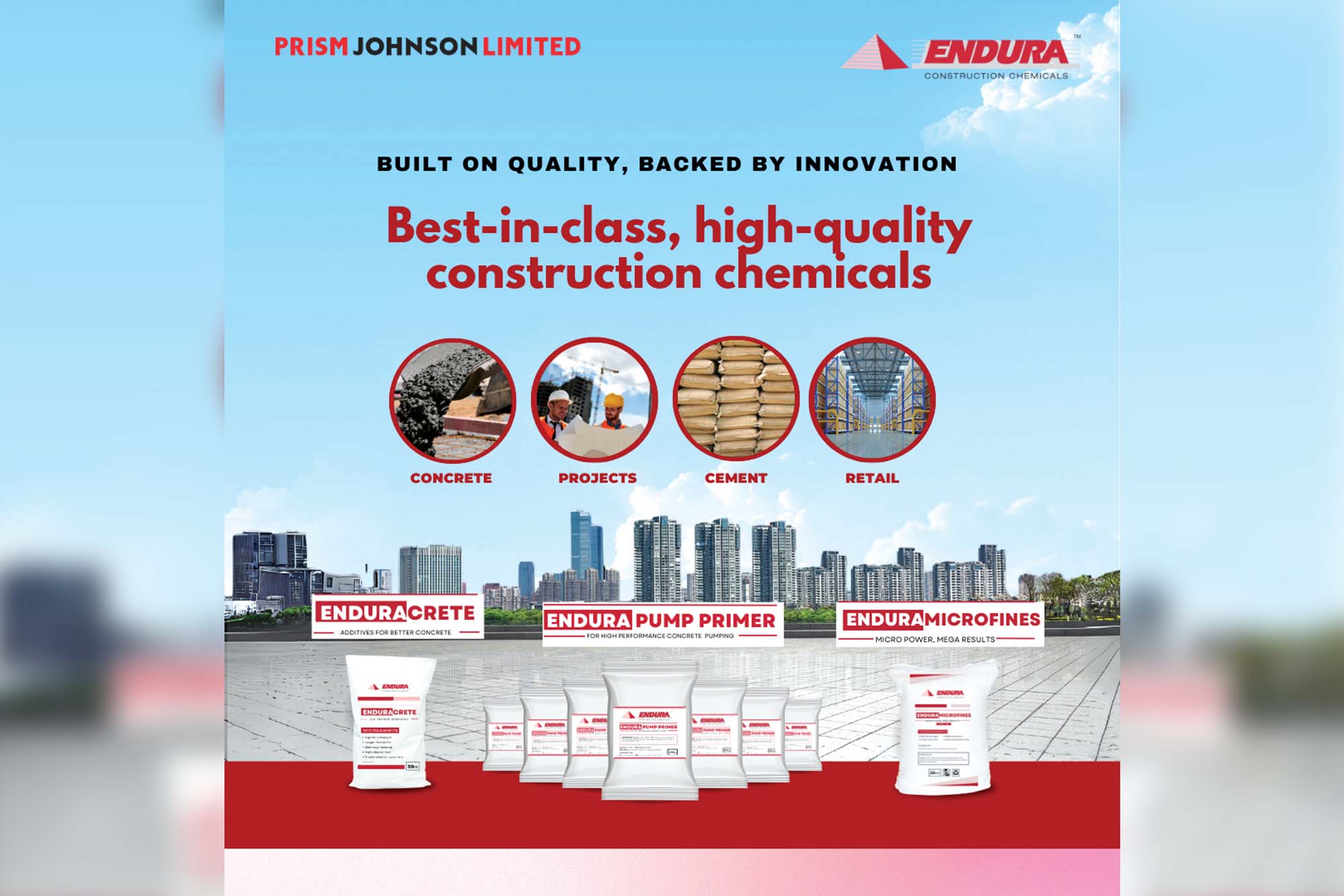 Endura construction chemicals, built on quality, backed by innovation